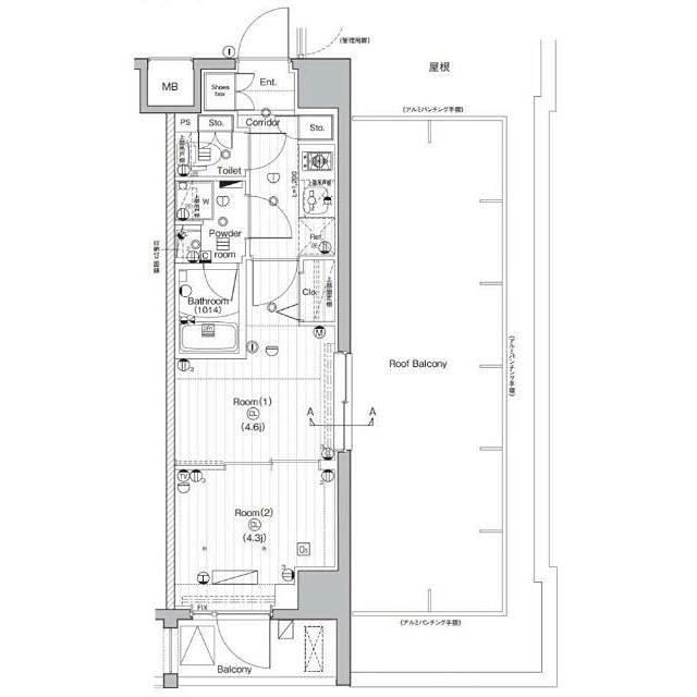 PREMIUM CUBE 武蔵小山(2K/5階)の間取り写真