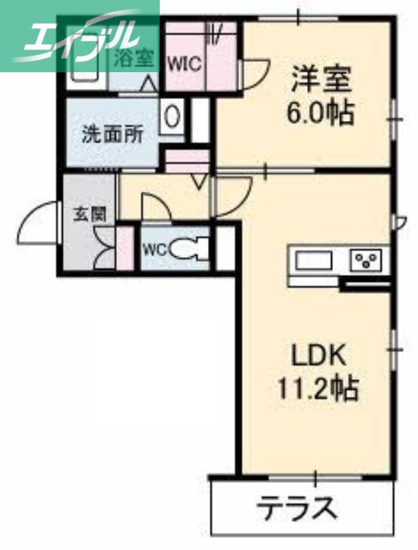 ベレオ花尻(1LDK/1階)の間取り写真