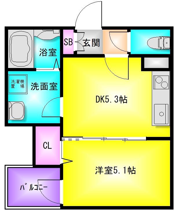 LINO久宝寺(1DK/2階)の間取り写真