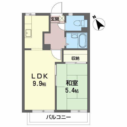 アパートメントハウス・アイリス A(1LDK/2階)の間取り写真