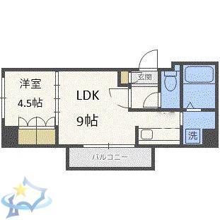ヴィラ・ススキノ(1LDK/5階)の間取り写真