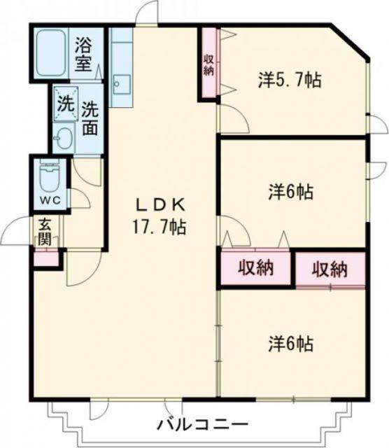 メゾンソレイユ(3LDK/3階)の間取り写真