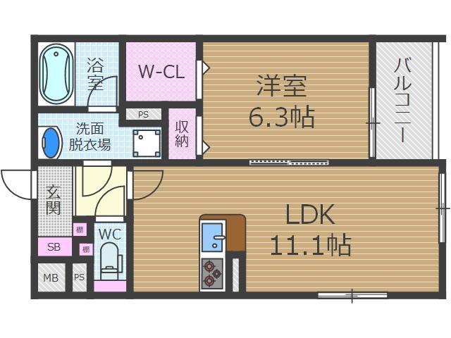 LOIREF2(1LDK/1階)の間取り写真