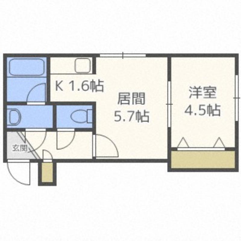 マープル平岸(1DK/4階)の間取り写真