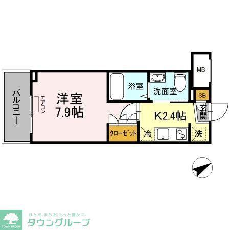 イーストサイドレジデンス(1K/1階)の間取り写真
