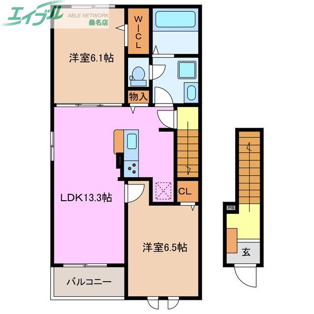 サクラーレII(2LDK/2階)の間取り写真