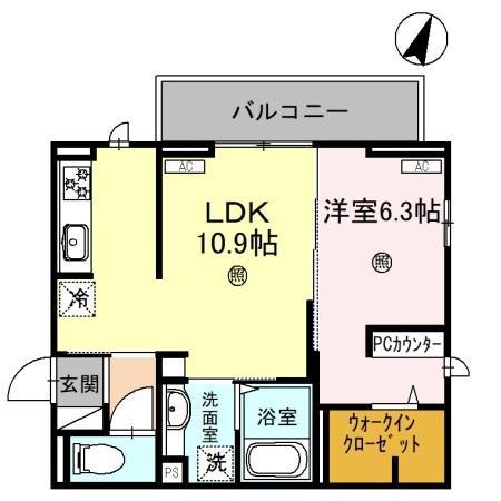 D-PLACE駅南大路(1LDK/2階)の間取り写真