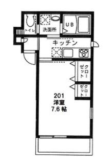 ボナフォルトゥーナ恵比寿(1K/2階)の間取り写真