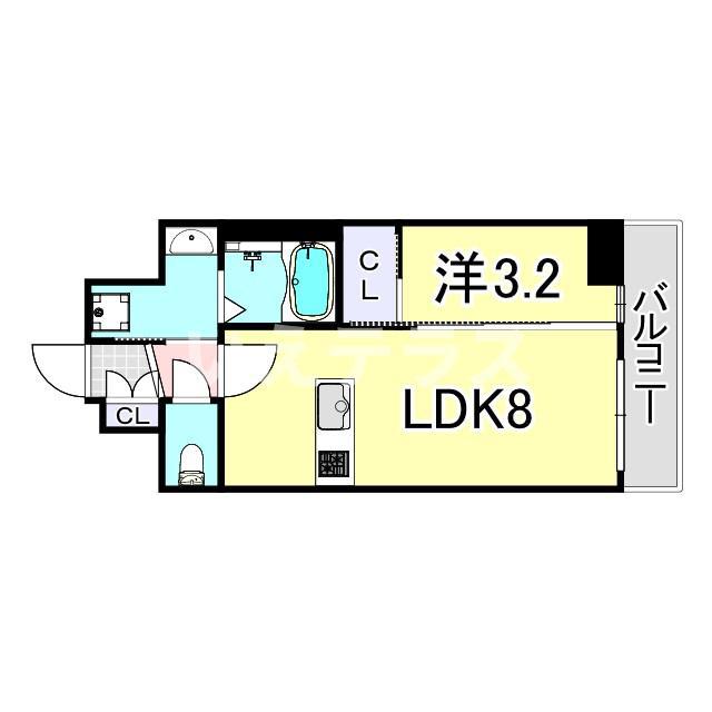 スワンズシティ神戸湊川II(1LDK/7階)の間取り写真