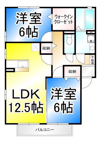 カーサ・ミーテ(2LDK/1階)の間取り写真