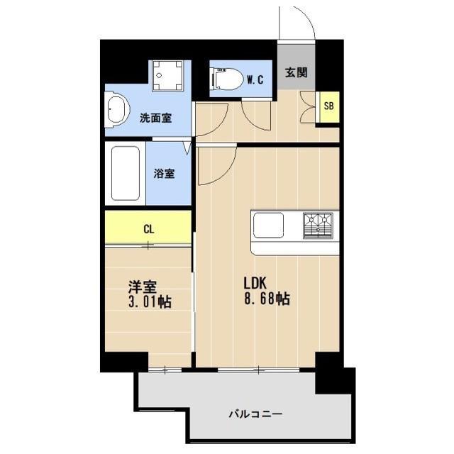 KL箱崎1丁目209(1LDK/8階)の間取り写真