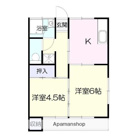 日枝ノ杜荘(2K/1階)の間取り写真