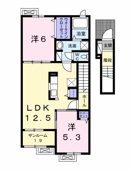 エルミタージュ 竹II(2LDK/2階)の間取り写真