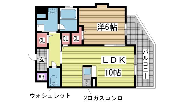 住吉VALORE(1LDK/7階)の間取り写真