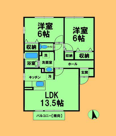 FANTASISTA(2LDK/1階)の間取り写真