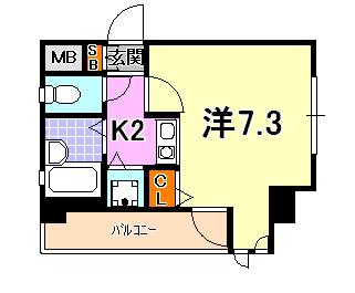 ワコーレ新神戸ステージ(1K/2階)の間取り写真