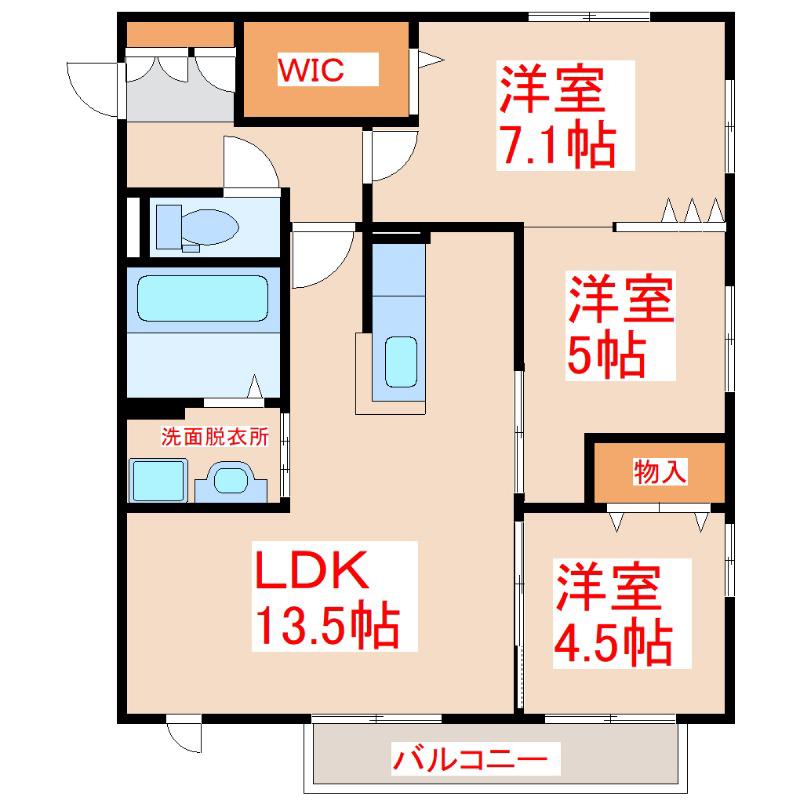 セジュールプルミエ A棟(3LDK/2階)の間取り写真