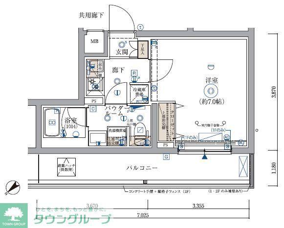 ARCOBALENO KIKUNA(1K/1階)の間取り写真