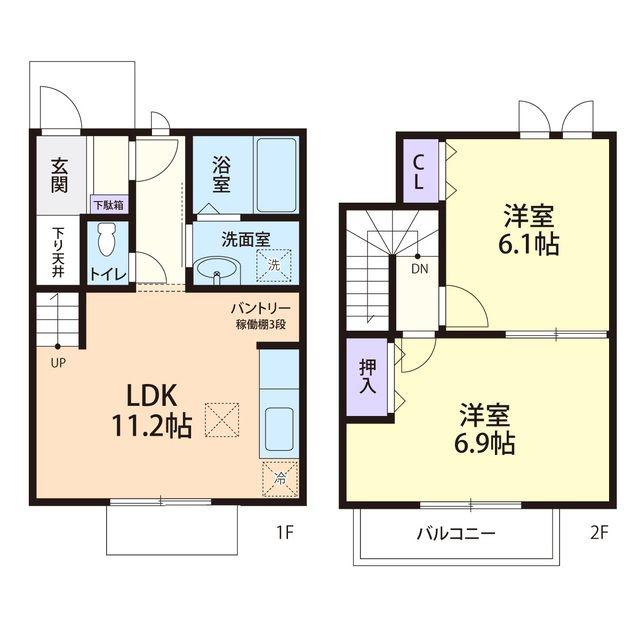 MAISON KN A(2LDK/1階)の間取り写真