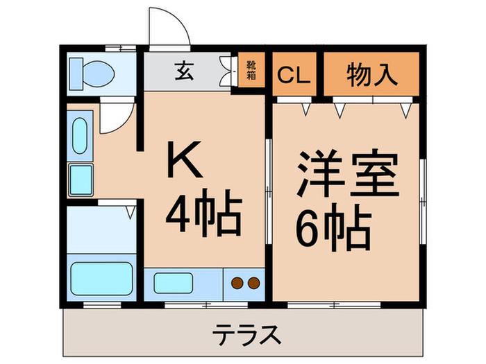 第二フラット(1K/1階)の間取り写真