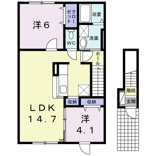 ブレイヴ(2LDK/2階)の間取り写真