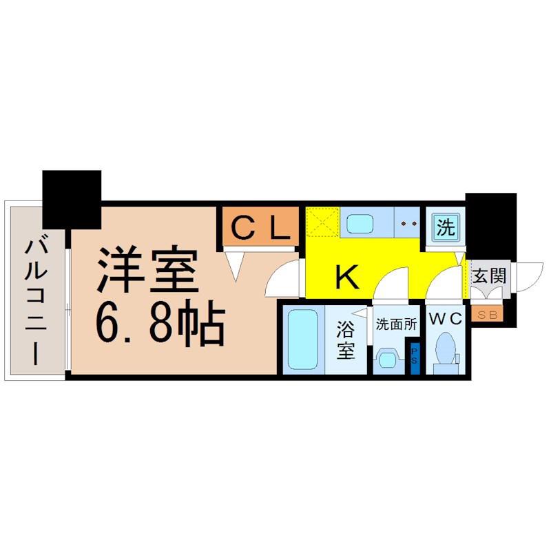 プレサンス千種アイル(1K/13階)の間取り写真
