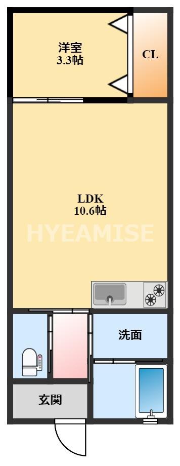 R307(1LDK/1階)の間取り写真