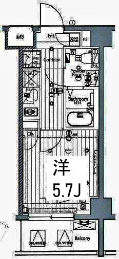 メイクス武蔵小杉II(1K/4階)の間取り写真