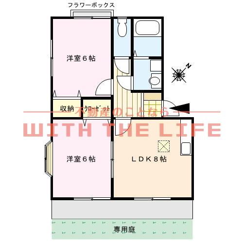 アネックス安武(2LDK/1階)の間取り写真