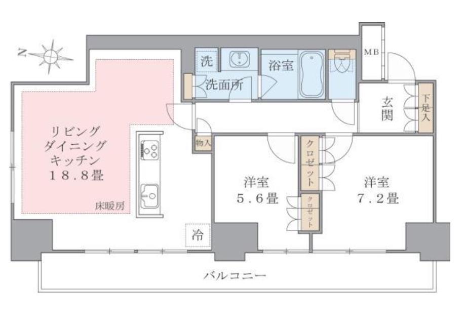 ブリリアイスト東雲キャナルコート(2LDK/5階)の間取り写真