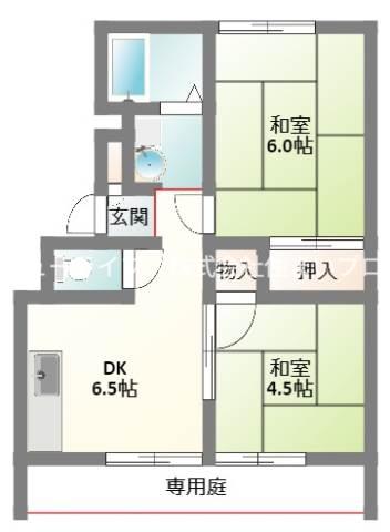 石橋ハイツA棟(2DK/1階)の間取り写真