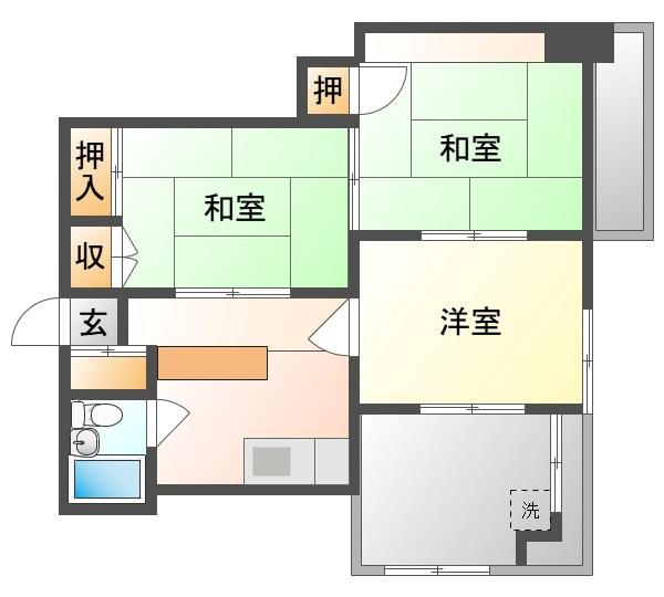 渡辺ビル(3K/4階)の間取り写真