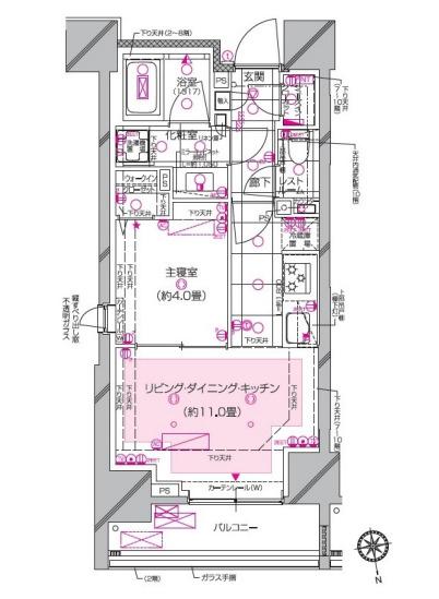 ピアース南麻布(1LDK/5階)の間取り写真