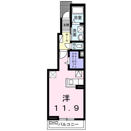 ユースハイム 神栄(ワンルーム/1階)の間取り写真