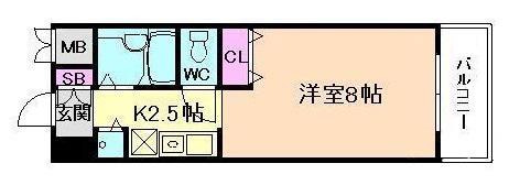 パークヴュー北梅田(1K/6階)の間取り写真