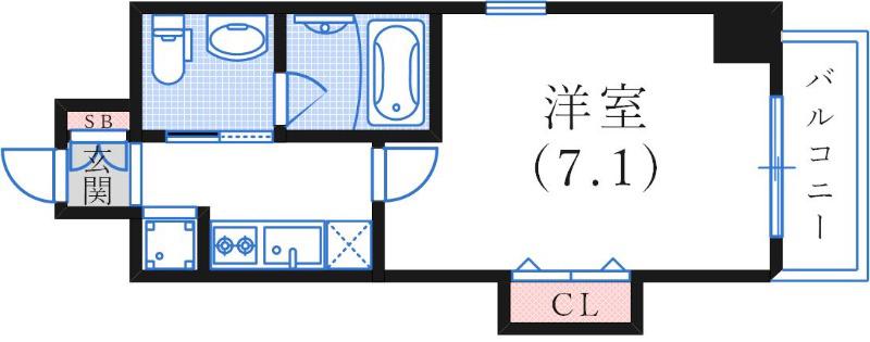 ビエント花隈(1K/8階)の間取り写真