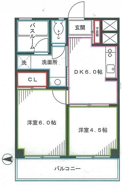 高円寺ビル(2DK/3階)の間取り写真