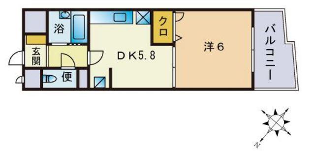 フォルスト平尾(1DK/3階)の間取り写真