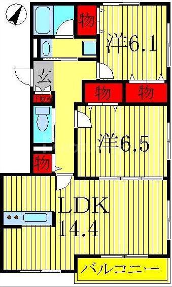 カスティージョB棟(2LDK/3階)の間取り写真