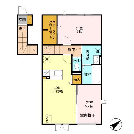 フィオーレII(2LDK/2階)の間取り写真