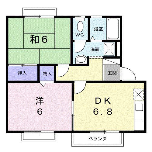 フルリール宮太夫B(2DK/2階)の間取り写真