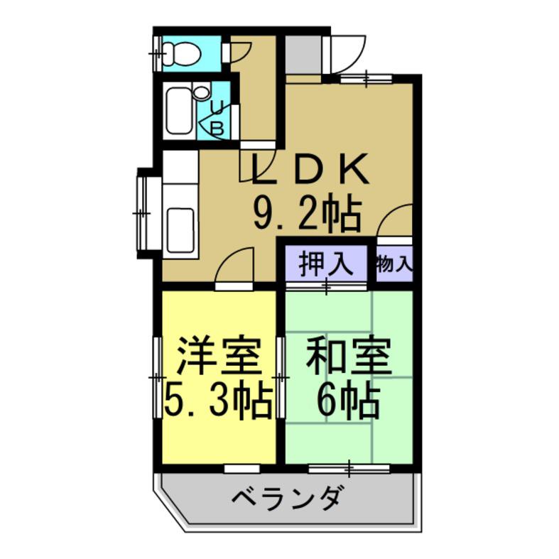 アネックス山方(2LDK/2階)の間取り写真