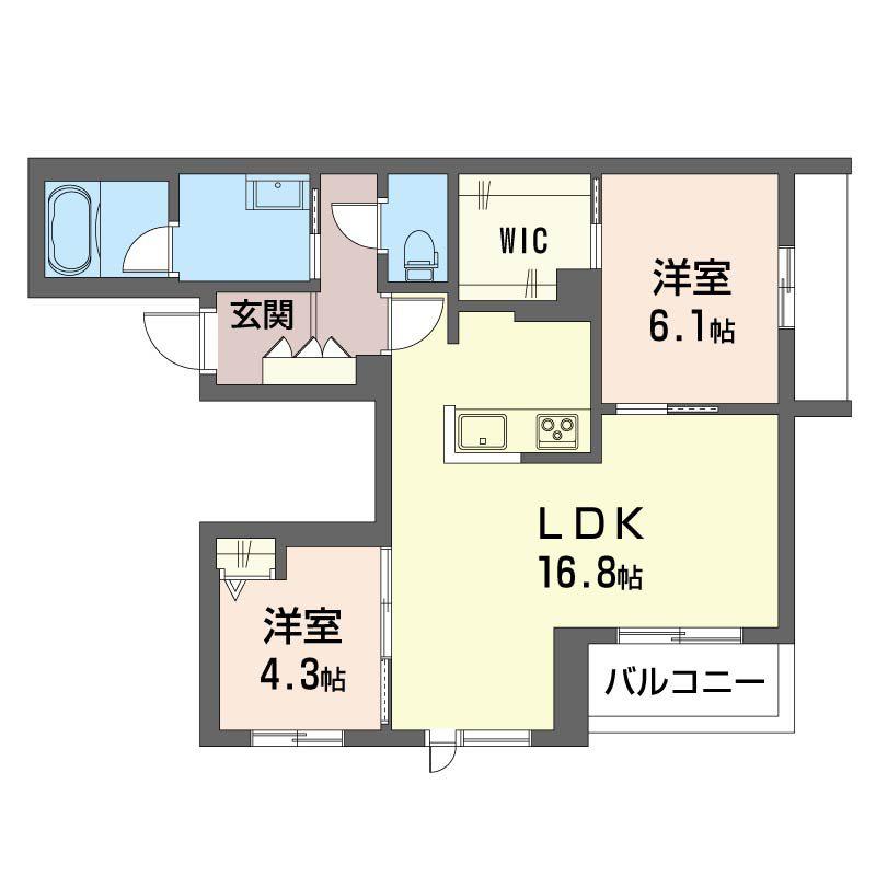 エクセレントラロ(2LDK/2階)の間取り写真