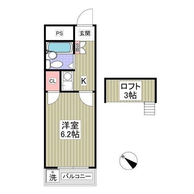 アルトーロ蒲生II(1K/1階)の間取り写真