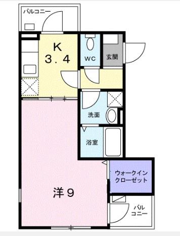 ラ・フレーズ(1K/2階)の間取り写真