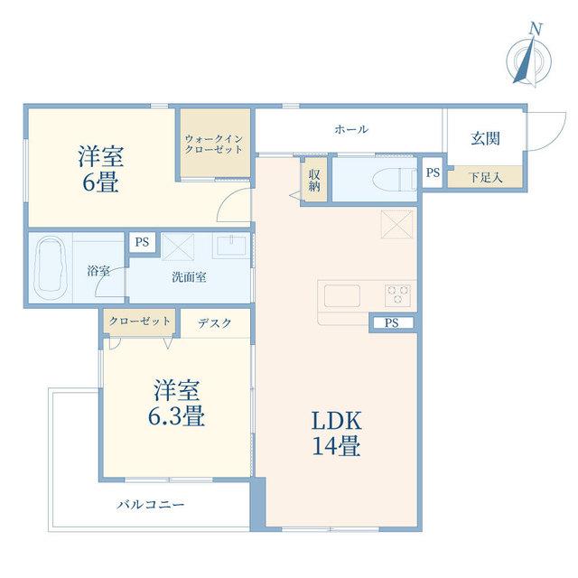ルネッサコート北浦和(2LDK/2階)の間取り写真
