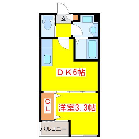ディアコート中郷(1DK/1階)の間取り写真