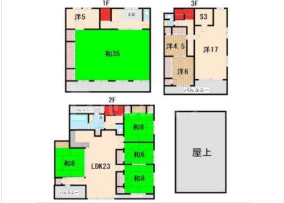 ロワールハイツ B棟(9SLDK/3階)の間取り写真