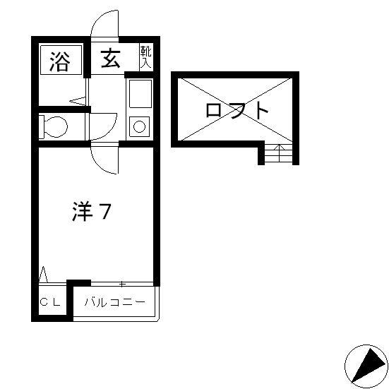 ルミエール竹下202(1K/2階)の間取り写真