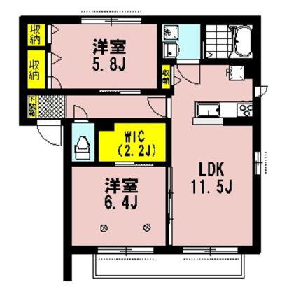 リヴェールコートABC(2LDK/2階)の間取り写真